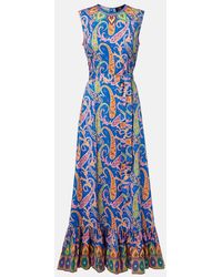 Etro - Paisley-Print Cotton Ruffle A-Line Maxi Dress - Lyst