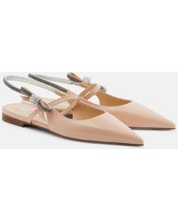 Mach & Mach - Crystal Cube Patent Leather Slingback Flats - Lyst