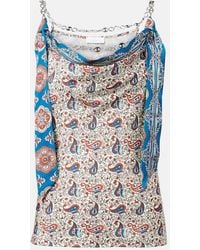 Rabanne - Top Lencero De Saten Con Paisley Y Cadena - Lyst