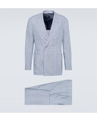 Brunello Cucinelli - Striped Double-breasted Linen Suit - Lyst