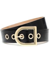 Max Mara Bina Croc-effect Leather Belt - Black