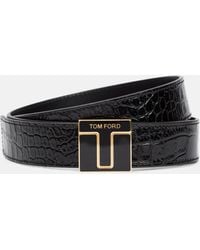 Tom Ford - Logo Croc-effect Patent Leather Belt - Lyst