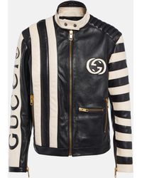 Gucci Interlocking G Leather Biker Jacket - Black