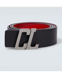 Christian Louboutin - Ceinture Cl Reversible En Cuir A Logo - Lyst