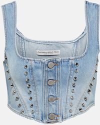 Alessandra Rich - Top cropped di jeans - Lyst