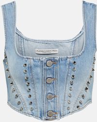 Alessandra Rich - Cropped-Top Aus Denim - Lyst