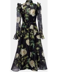 LEO LIN - Katrina Floral Linen-Blend Midi Dress - Lyst