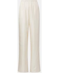 TOTEME - Embroidered Silk Satin Pajama Pants - Lyst