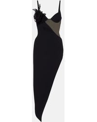 David Koma - Asymmetric Cutout Floral-Applique Midi Dress - Lyst