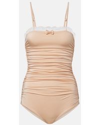 Chloé - Lace-Trimmed Ruched Bodysuit - Lyst