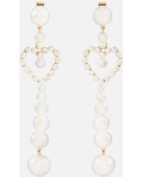 Sophie Bille Brahe - Pearl Heart 14kt Gold Pendant Earrings With Pearls - Lyst