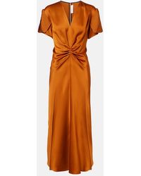 Victoria Beckham - Gathered Midi Dress - Lyst