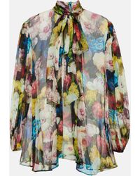 Dolce & Gabbana - Floral Silk Chiffon Blouse - Lyst