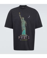 Balenciaga - Paris Liberty Cotton Jersey T-shirt - Lyst
