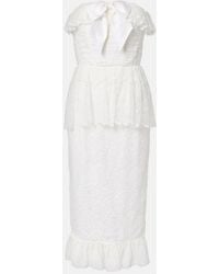 Alessandra Rich - Lace And Silk Georgette Bustier Dress - Lyst