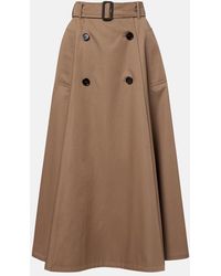 Burberry - Falda Midi De Algodon Con Cinturon - Lyst