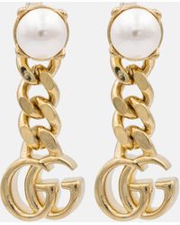 Gucci - Boucles d'oreilles double g avec perles - Lyst