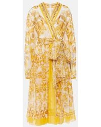 Dolce & Gabbana - Majolica Silk Chiffon Midi Dress - Lyst
