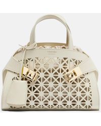 Ferragamo - Hug Mini Laser-Cut Leather Top-Handle Bag - Lyst