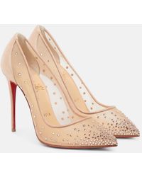 Christian Louboutin - Follies Strass Suede Pumps 85 - Lyst