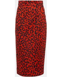 Dolce & Gabbana - Warp-knit Jersey Skirt With Leopard Print - Lyst