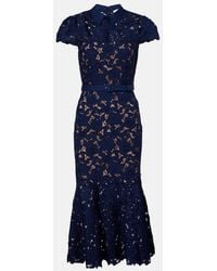 Self-Portrait - Belted Lace Midi Dress - Lyst