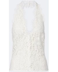 Stella McCartney - Halterneck Cotton-Blend Lace Top - Lyst