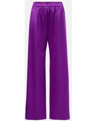 Valentino - Silk Satin Wide-Leg Pants - Lyst