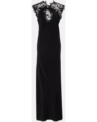Ferragamo - Lace-Trimmed Silk Gown - Lyst