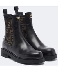 Fendi - Commando Ff Zucca Leather Chelsea Boots - Lyst