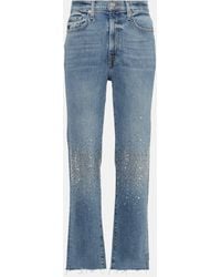7 For All Mankind - Logan Embellished Straight Jeans - Lyst