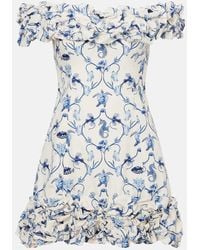 Agua Bendita - Off-Shoulder-Minikleid Jardin Aus Baumwolle - Lyst