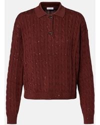 Brunello Cucinelli - Cable-Knit Cotton-Blend Polo Sweater - Lyst