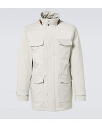 Kiton - Feldjacke Aus Nylon Mit Leder - Lyst