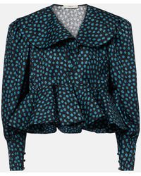 Chloé - Polka-Dot Peplum Silk Jacquard Blouse - Lyst