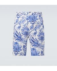 Etro - Paisley Linen Bermuda Shorts - Lyst