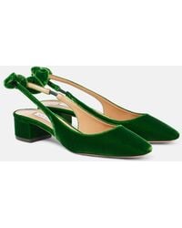 Aquazzura - Very Bow Tie 35 Velvet Slingback Pumps - Lyst