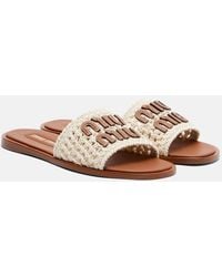 Miu Miu - Leather-Trimmed Crochet Slides - Lyst