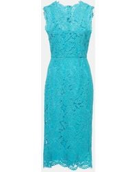 Dolce & Gabbana - Cotton-blend Lace Midi Dress - Lyst