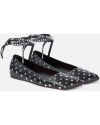 AMINA MUADDI - Ane Embellished Leather Ballet Flats - Lyst