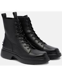 Tod's - Leather Combat Boots - Lyst