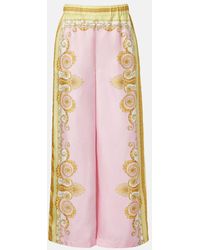 Versace - Barocco Foulard Silk Twill Wide-Leg Pants - Lyst