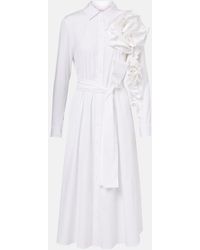 Carolina Herrera - Floral-Applique Poplin Shirtdress - Lyst