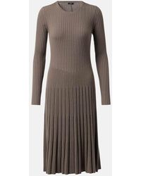 JOSEPH - Ribbed-Knit Pleated Wool Midi Dress - Lyst
