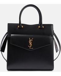 Saint Laurent Tote Uptown Small aus Leder - Schwarz
