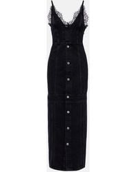 Stella McCartney - Lace-Trimmed Denim Maxi Dress - Lyst