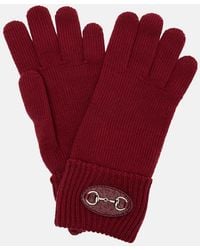 Gucci - Horsebit Ribbed-Knit Wool Gloves - Lyst