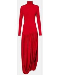 Magda Butrym - Asymmetric Pleated Turtleneck Maxi Dress - Lyst