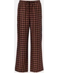 Asceno - Checked Linen Wide-Leg Pants - Lyst