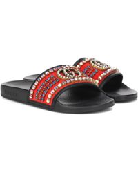 Gucci Pantoletten Pursuit aus Samt - Schwarz